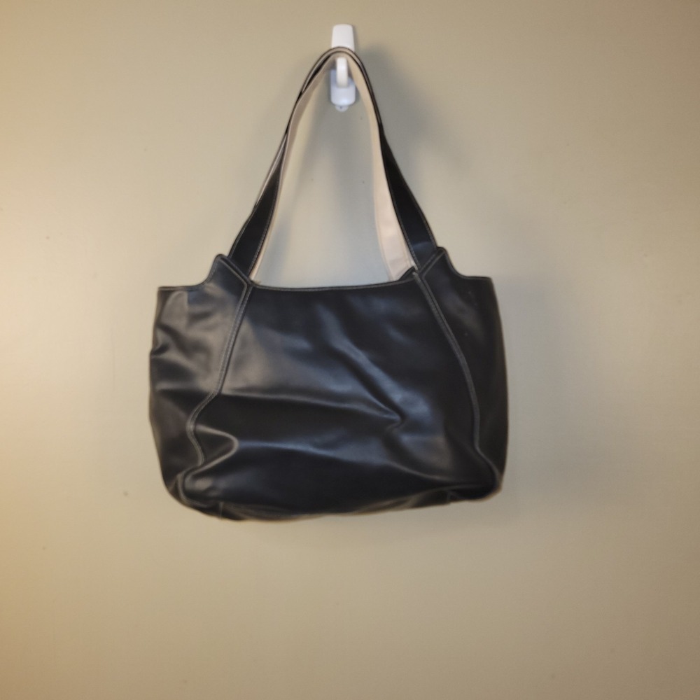 Mary Kay Black Faux Leather Shoulder Tote Bag Large Minimalist Classic Everyday